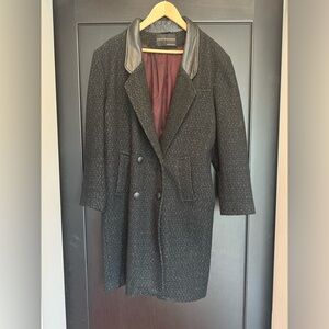 Vintage David Benjamin Wool Coat, leather collar